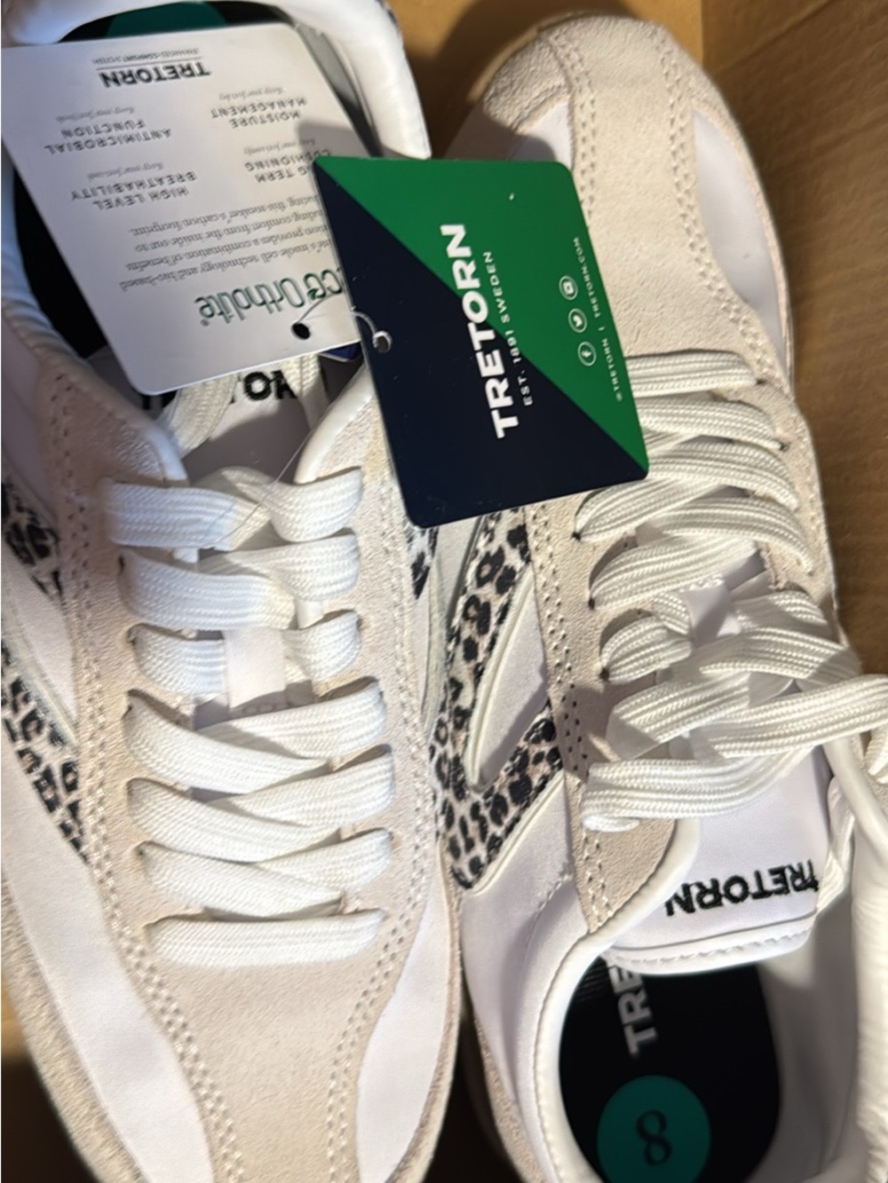 Tretorn Men’s White Sneakers with Black Leopard Accents